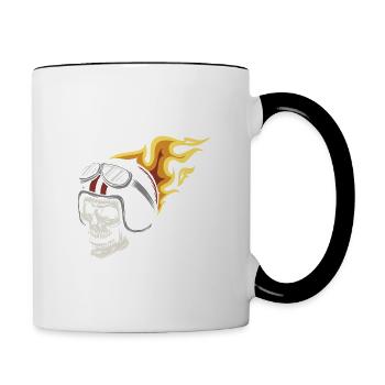Rocker - Ghost - Fire - Skull - Biker - Tasse zweifarbig - Weiß/Schwarz - Rechts