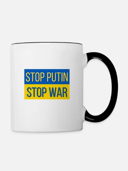 Stop Putin stop war - Tasse zweifarbig - Weiß/Schwarz