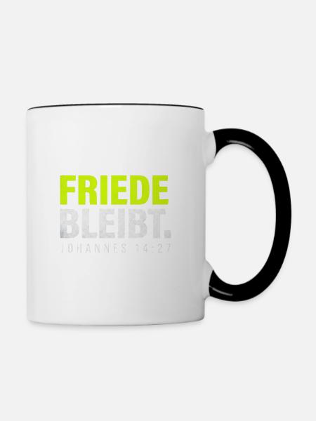 Friede bleibt – Johannes 14,27 - Tasse zweifarbig - Weiß/Schwarz