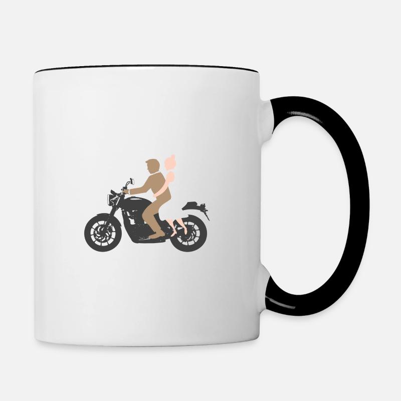 MOTORCYCLIST COUPLE BRIDE GROOM - Contrasting Mug - white/black