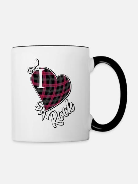 Ich liebe Rock - Tasse zweifarbig - Weiß/Schwarz