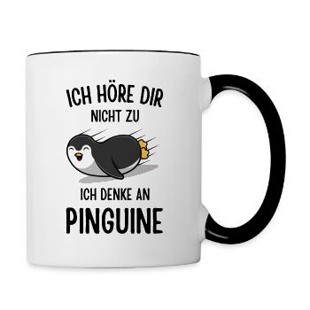 Cooler Pinguin - Tasse zweifarbig - Weiß/Schwarz - Rechts