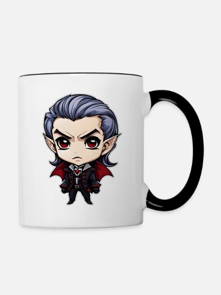 Ein Chibi-Vampir - Tasse zweifarbig - Weiß/Schwarz
