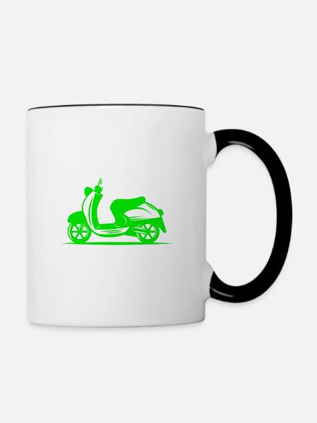 Mofa - Motorroller - Moped - Tasse zweifarbig - Weiß/Schwarz
