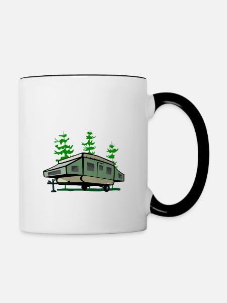 Camping Pop Up Trailer - Tasse zweifarbig - Weiß/Schwarz