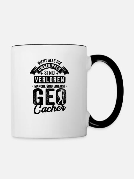 Geocaching Geschenk - Tasse zweifarbig - Weiß/Schwarz