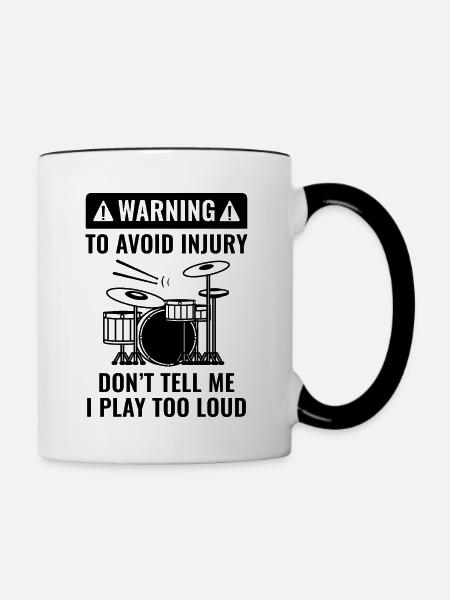 Drummer Warnung - Tasse zweifarbig - Weiß/Schwarz
