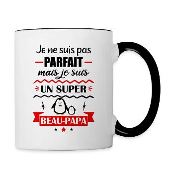 Pas parfait mais super beau papa, cadeau beau père - Mug contrasté - blanc/noir - Droite