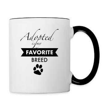 Adoptiert ist mein Favorit - Tasse zweifarbig - Weiß/Schwarz - Rechts