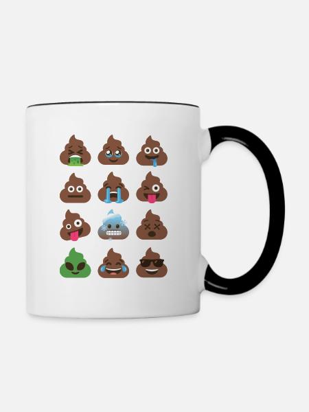 Familienkacke-Emoji 💩 - Tasse zweifarbig - Weiß/Schwarz