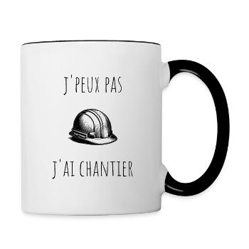 j'peux pas j'ai chantier - Mug contrasté - blanc/noir - Droite