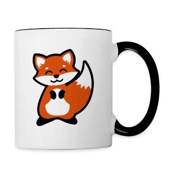 Tierkind Fuchs Geschenkidee animal child fox gift - Tasse zweifarbig - Weiß/Schwarz - Rechts