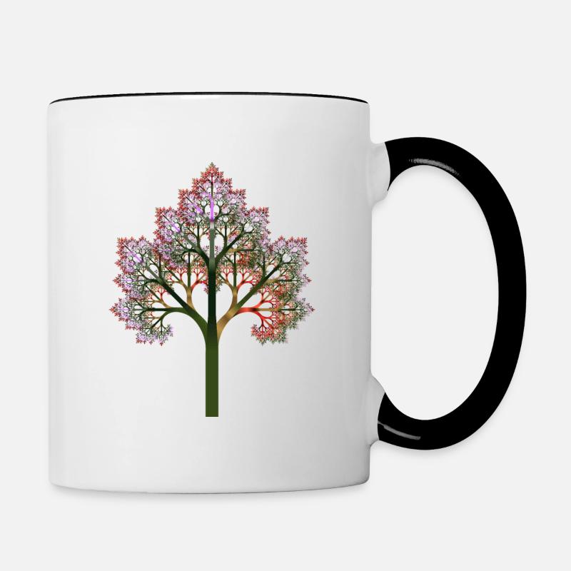 Fractal #X81_4 fractal tree - Contrasting Mug - white/black
