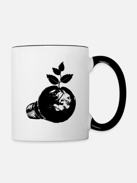 Blüh auf mit Grün - Tasse zweifarbig - Weiß/Schwarz