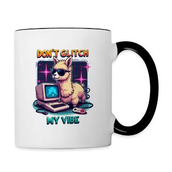Don’t Glitch my Vibe - Alpaga Retro Gaming - Mug contrasté - blanc/noir - Droite