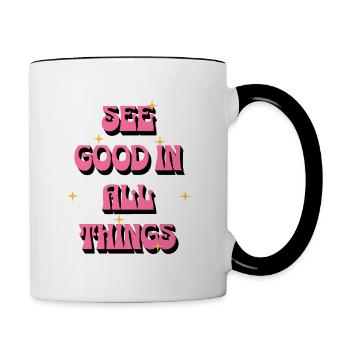 Voir le bien en toutes choses | Affirmations positives - Mug contrasté - blanc/noir - Droite