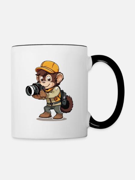 Fotograf Chimpe - Tasse zweifarbig - Weiß/Schwarz