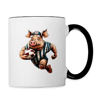 Cochons Rugby - Mug contrasté - blanc/noir - Droite