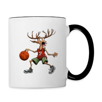 Basketballer Hirsch - Tasse zweifarbig - Weiß/Schwarz - Rechts