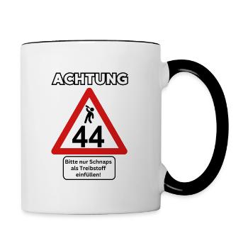 44th birthday – Only schnapps as fuel, please - Contrasting Mug - white/black - Right