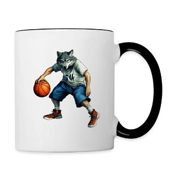Joueur de basket-ball Wolf - Mug contrasté - blanc/noir - Droite