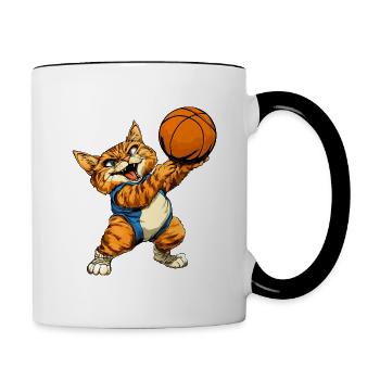 Chats Basket-ball / Basketteur Chat - Mug contrasté - blanc/noir - Droite