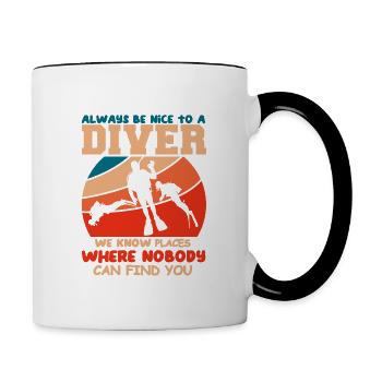 Taucher Tauchen Design Schnorcheln - Tasse zweifarbig - Weiß/Schwarz - Rechts