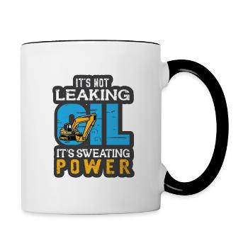 Lustiger Bagger Spruch für Baggerfahrer - Tasse zweifarbig - Weiß/Schwarz - Rechts