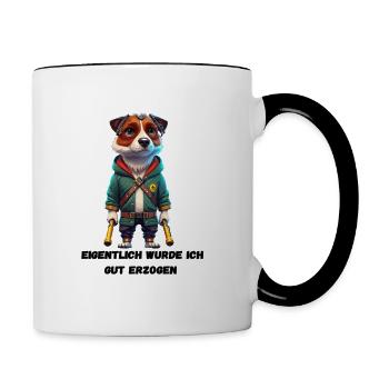 Unerwartet brav: Eigentlich gut erzogen? - Tasse zweifarbig - Weiß/Schwarz - Rechts