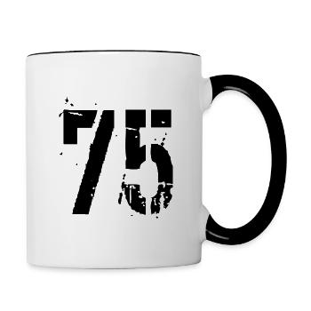 Nummer 75 - Tasse zweifarbig - Weiß/Schwarz - Rechts