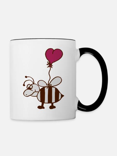 verliebte Biene - Tasse zweifarbig - Weiß/Schwarz