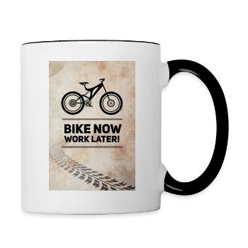 bike now Fahrrad MTB neon Spruch Rad Rennrad bmx - Tasse zweifarbig - Weiß/Schwarz - Rechts
