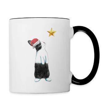 Christmas , , stars, funny, Santa Claus - Contrasting Mug - white/black - Right