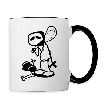 Steinzeitmenschen-Willy - Tasse zweifarbig - Weiß/Schwarz - Rechts
