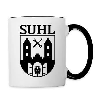 Simson Suhl Wappen mit Text - Tasse zweifarbig - Weiß/Schwarz - Rechts