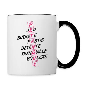 Pétanque, southern ball game, humor! - Contrasting Mug - white/black - Right