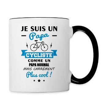 Papa cycliste,cyclisme,vélo,humour,original - Mug contrasté - blanc/noir - Droite