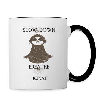 SLOW DOWN REPEAT - Tasse zweifarbig - Weiß/Schwarz - Rechts