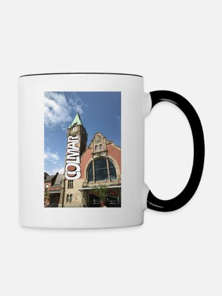 Bahnhof Colmar Graph - Tasse zweifarbig - Weiß/Schwarz