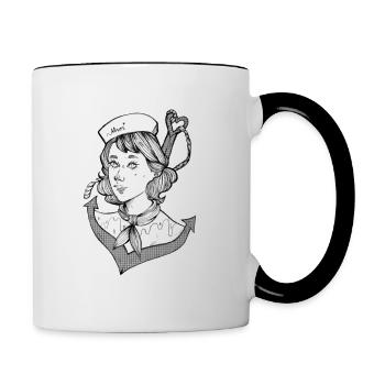 Ahoi - Tasse zweifarbig - Weiß/Schwarz - Rechts