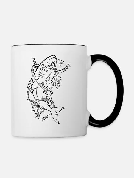 Old School Shark Black - Mug contrasté - blanc/noir