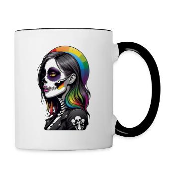 Halloween - Rock & Regenbogen - Tasse zweifarbig - Weiß/Schwarz - Rechts