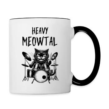Heavy Metall Cat - Tasse zweifarbig - Weiß/Schwarz - Rechts