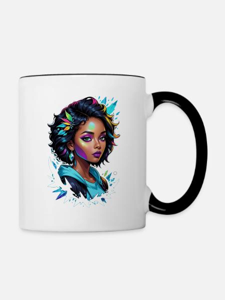 Afro Frau - Schönheit - Tasse zweifarbig - Weiß/Schwarz