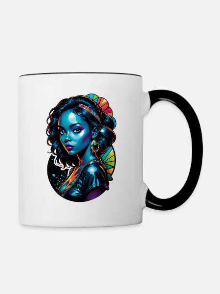 Afro Frau - Schönheit - Tasse zweifarbig - Weiß/Schwarz