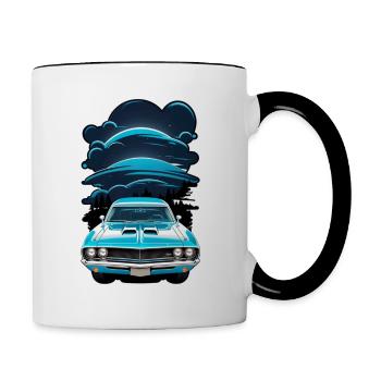 Oldtimer Sonnenuntergang - Tasse zweifarbig - Weiß/Schwarz - Rechts