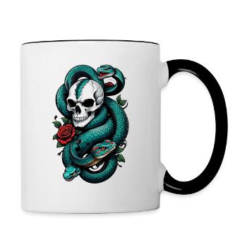 serpent squelette et tatouage - Mug contrasté - blanc/noir - Droite