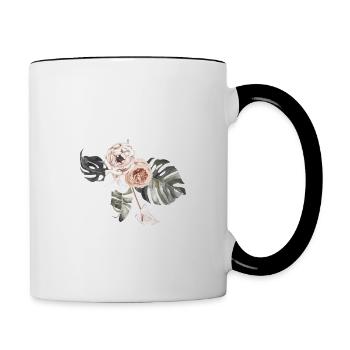 Tropischer Blumenbuchstabe S - Tasse zweifarbig - Weiß/Schwarz - Rechts