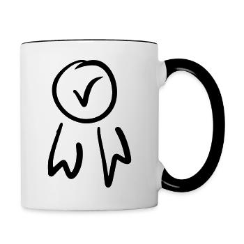 Check / erledigt Abzeichen, Häkchen Emblem, Orden. - Tasse zweifarbig - Weiß/Schwarz - Rechts
