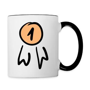 Premier badge / commande. Griffonner. - Mug contrasté - blanc/noir - Droite
